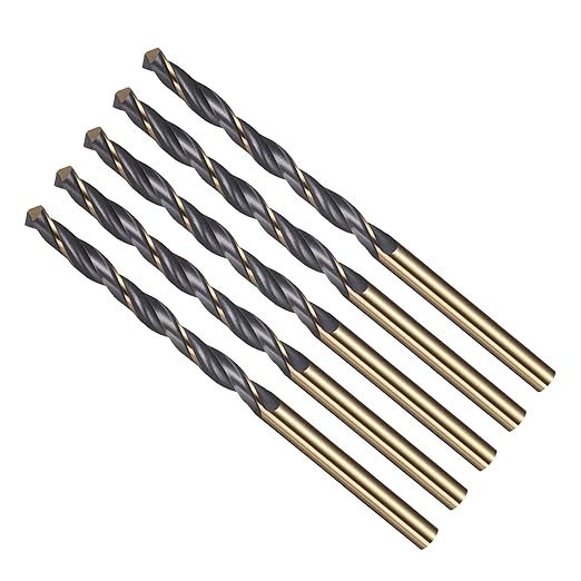 Drill Bit, 4mm Cutting Diameter, 4341 HSS Gold and Black 118° Cutting Angle Number Jobber Bits - (Applications: for Drilling Soft Metal Plastic Wood), 5-Pieces