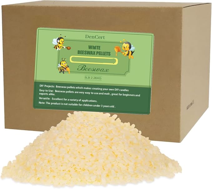 Beeswax Pellets 10LB Beeswax Triple Filtered Beeswax Pastilles by DenCert