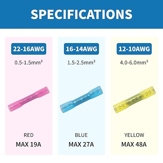 Heat Shrink Butt Connectors - 500Pcs 22-16 AWG Red Waterproof Electrical Wire Connectors Automotive Marine Grade Wire Crimp Terminals Butt Splices for Cable,Boat,Home Electrical etc.