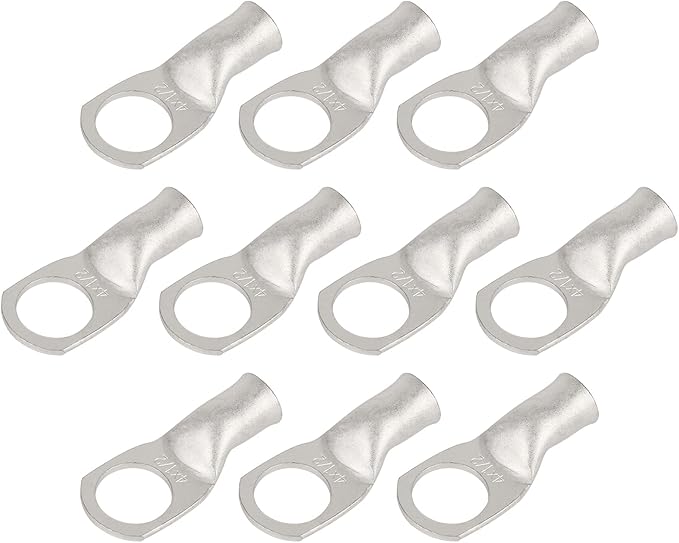 10pcs 4 AWG-1/2(M12) Tinned Copper Ring Terminals Battery Lugs, Heavy Duty Wire Lugs, Battery Cable Connectors