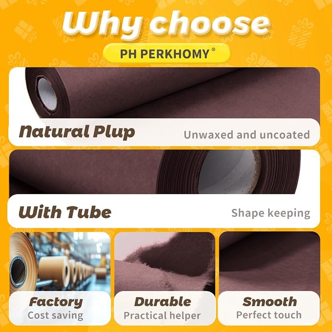 PerkHomy Wine Red Kraft Paper Roll 17.5" x 760" - Image 6