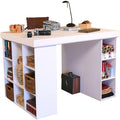 Project Center Desk with Bookcase and 3 Bin Cabinet, Modern-White by VentureHorizon