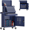 5-Drawer Tool Box with Wheels, Rolling Tool Storage Cabinet with Detachable Top Tool Chest and Locking Mechanism, Metal Tool Cart for Garage Workshop and Room Use (Blue)