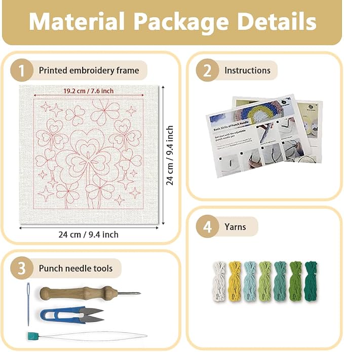 DOODLREAM Shamrock DIY Punch Needle Embroidery Kit - Image 2