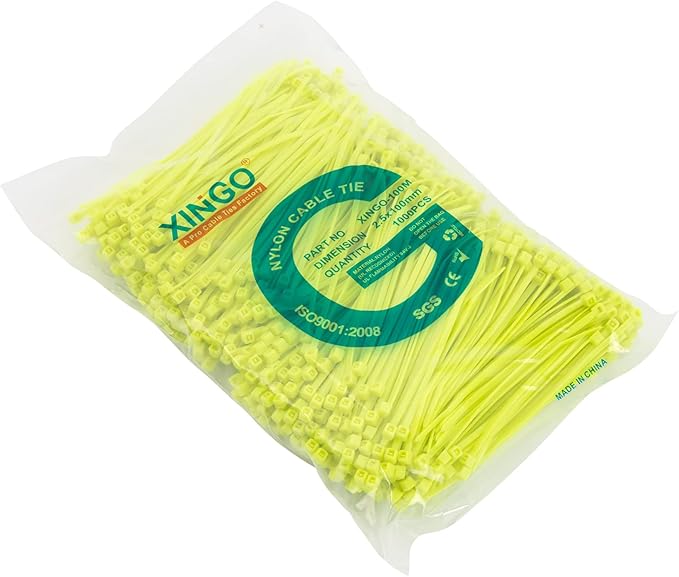 XINGO 1000 PCS 4 inch Cable Zip Ties, 18lbs Strength, Small Tie Wraps Self-Locking Nylon Zip Ties for Indoor and Outdoor Use (Apple Green)