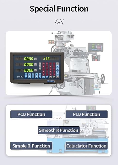 3Axis LED DRO Multi-Function Digital Readout Display,5um Magnetic Scale Encoder 12" x18”x20 for Lathe Milling Bridgeport Knee Mill