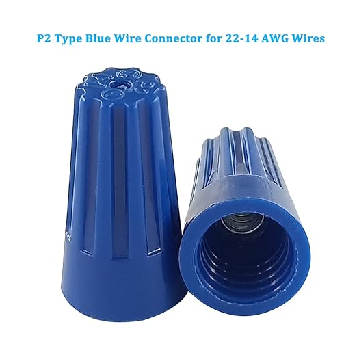 HS UL Listed Blue Electrical Wire End Connectors Ribbed Caps Bulk 1000 Pack Small Twist-on Wire Connectors Nuts 22-14 AWG,P2 Type Screw Terminals