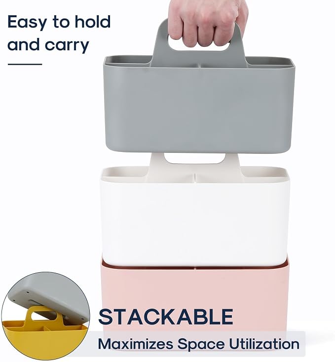 Multiuse Caddy Organizer with Handle, Portable Divided Plastic Tote Bin - Image 7