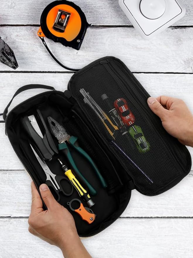 2 Pack Small Tool Bags, Portable Tool Box Organizer, Heavy Duty Tool Storage Bag with Zipper Work Tote for Repairman, Electrician, Carpenters