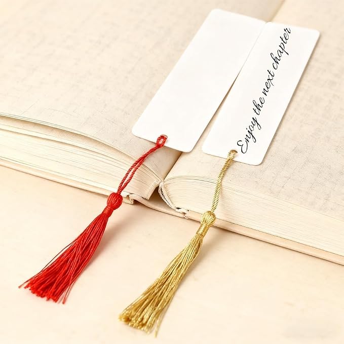 Blank Bookmarks with Colorful Tassels, School Projects, Gift Tag, 6.5 * 2.2Inch - Image 5