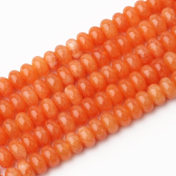Songxi 5x8mm Natural Orange Colored Jade Stone Rondelle Beads, Gemstone - Image 4