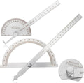 Stainless Steel Angle Protractor, 0-180° Round Head Protractor 0-180 Degrees Angle Finder Craftsman Ruler 10 cm Woodworking Rulers Measure Tool Machinist Tool Ruler Adjustable Woodworking