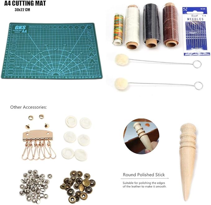 Leather Sewing Tools 44 pcs Leather Craft Tools Kit for Hand Sewing Stitching, Stamping Set and Saddle Making
