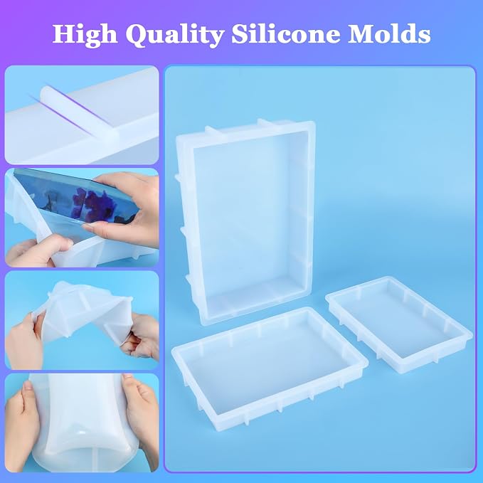 KISREL Large Rectangular Resin Molds, Epoxy Resin Casting Deep Silicone Mold - Image 3
