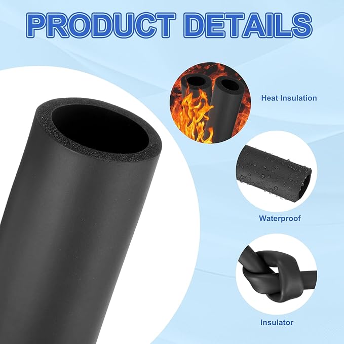uxcell Pipe Insulation Tube Foam, 1-3/4" ID x 1/3" Thick x 1.64ft Foam Pipe Cover Non-Slip Hollow Tubing Guitar Air Conditioner Stand Fitness Equipment Handles, Black