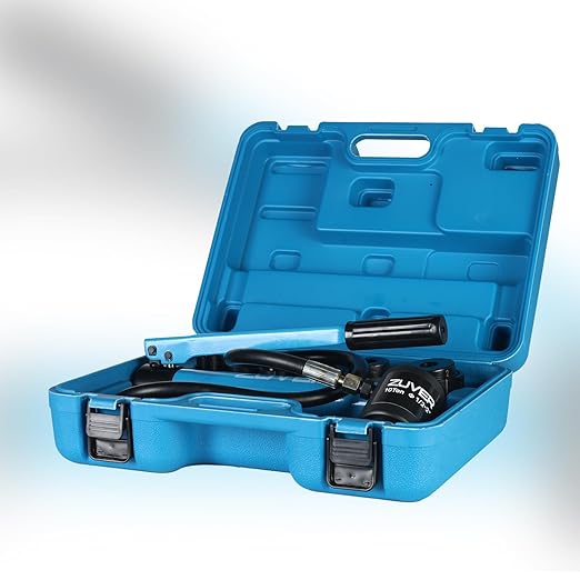 Hydraulic Knockout Punch Set KO Tool 10T - Electrical Conduit Hole Cutter with 6 Dies (1/2", 3/4", 1", 1-1/4", 1-1/2", and 2") Heavy-Duty Metal Punch with Slug Splitting Dies