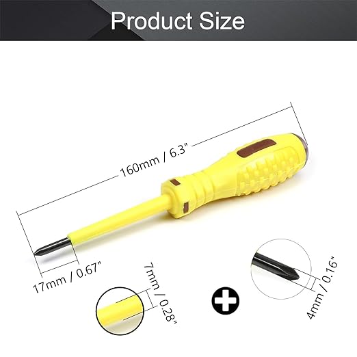 Fielect 10pcs Circuit Tester, Voltage Tester Pen Screwdriver Electric Test Detector, Phillips Screwdriver Test Pencil 100-500V