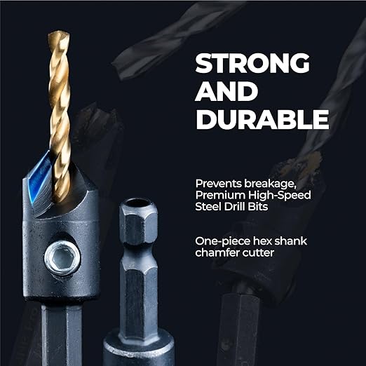 toolant 3pack#6 Silence Countersink Drill Bits Set for US Wood Screw, High-Speed Steel Counter Sink Drill Bit in One Step