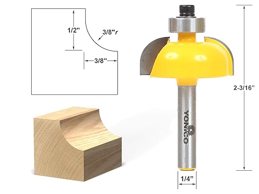 YONICO Router Bits Edge Forming Cove 3/8-Inch Radius 1/4-Inch Shank 13154q