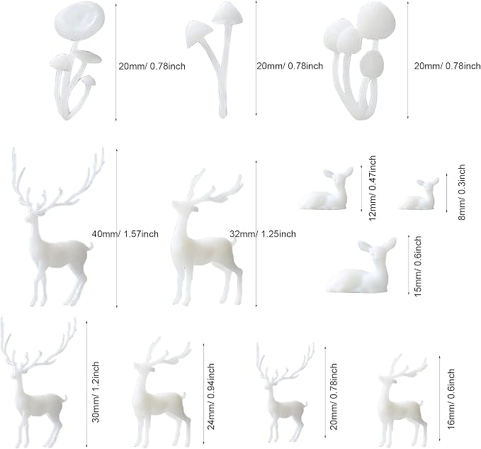 Woohome 12 PCS Mini Elk & Mushroom Resin Casting Moulds, 3D Art Craft Supplies - Image 4
