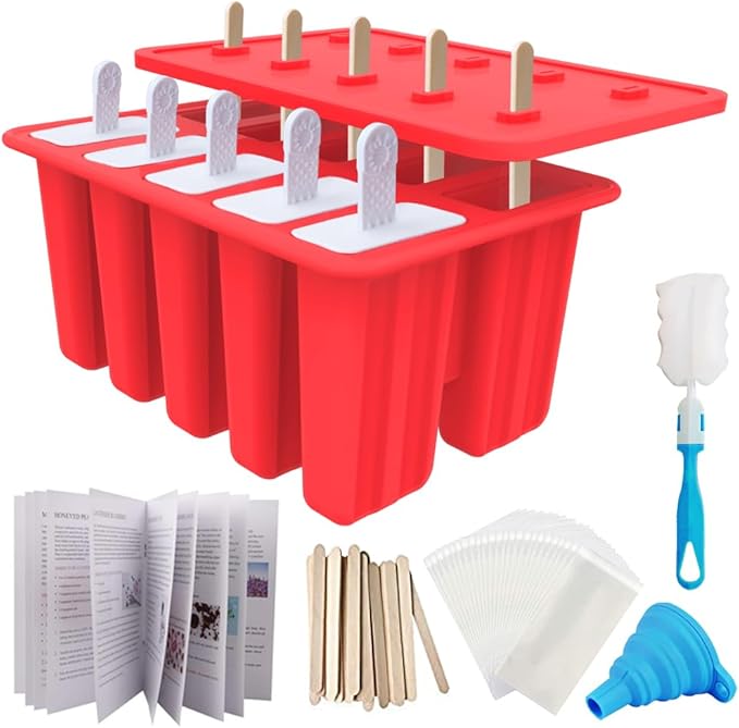Miaowoof Homemade Popsicle Molds, 10-Cav Non-BPA Silicone Ice Pop Maker by Miaowoof