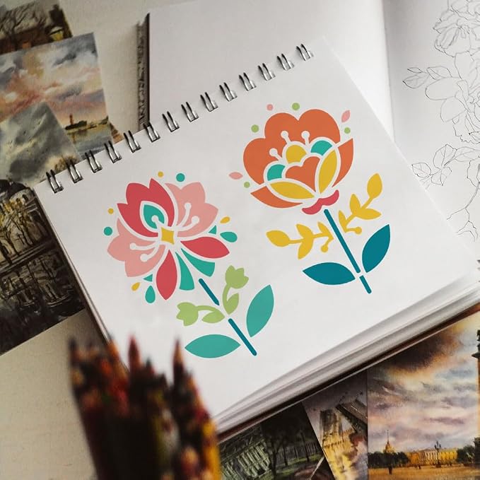 2Pcs Flower Polish Folk Art Stencils - Image 5