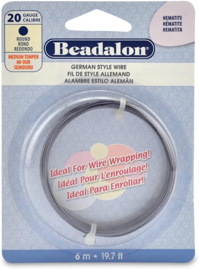 Beadalon German Style Wrapping Wire, Hematite Color, 20 Gauge, 6 m / 19.7 ft by Beadalon