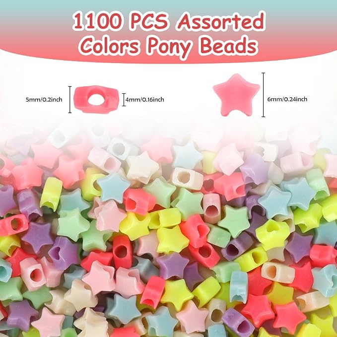 1100 Pcs Colored-Star Plastic Barrel Loose Beads - Image 2