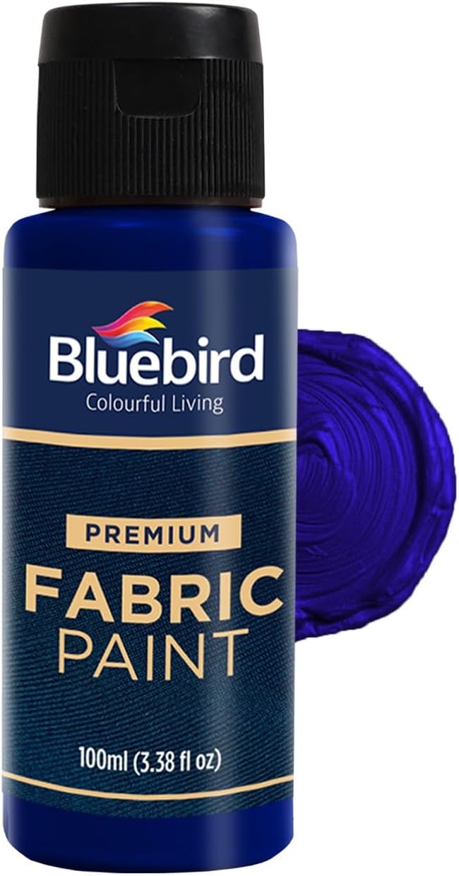 BLUEBIRD Fabric Paint, Pthalo Blue, 3.4 Fl Oz, Permanent Fabric Paints by BluebirdArts