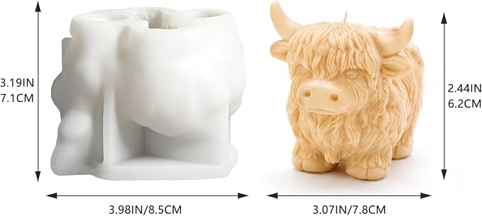 Highland Cow Silicone Molds 3D Animal Candle Soap Resin Casting DIY Craft | - Image 2