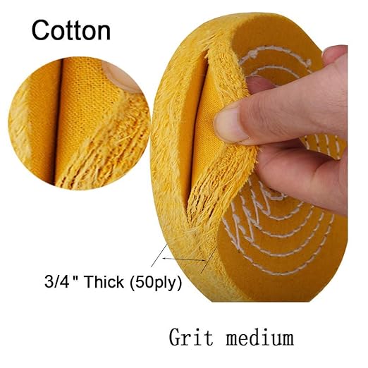 SCOTTCHEN Buffing Polishing Wheel Yellow 8 inch (50 Ply) for Bench Grinder 5/8" Arbor Hole - 1pcs
