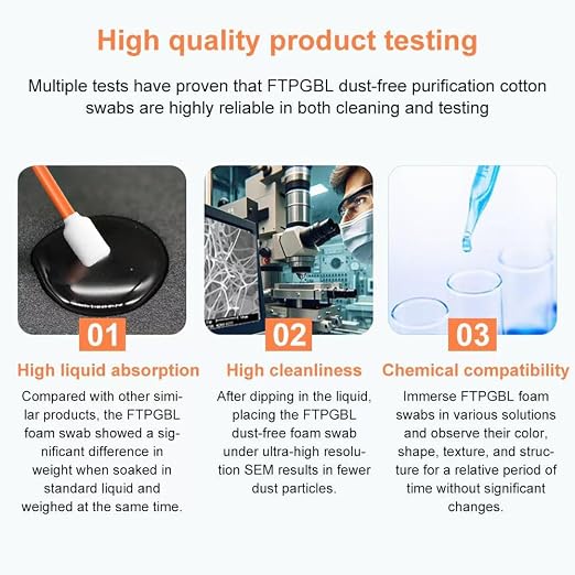200pcs Foam Cleaning Swabs, Professional Lint Free Sponge Tip Lab Swab - Image 5