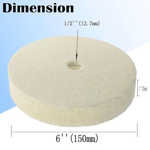 Luo ke 6'' Wool Felt Buffing Wheel - 1/2'' Arbor Hard Felt Buffing Polishing Wheels for Bench Grinder/Table Grinder