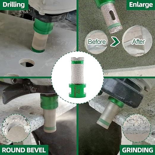 Diamond Core Drill Bits - 4/5"Versatile Drilling Milling Bit+2" Beveling Chamfer Bit+SDS Adapter to 5/8-11" Thread Tile Hole Saw Kit for Porcelain Ceramic Tile Granite Marble Angle Grinder