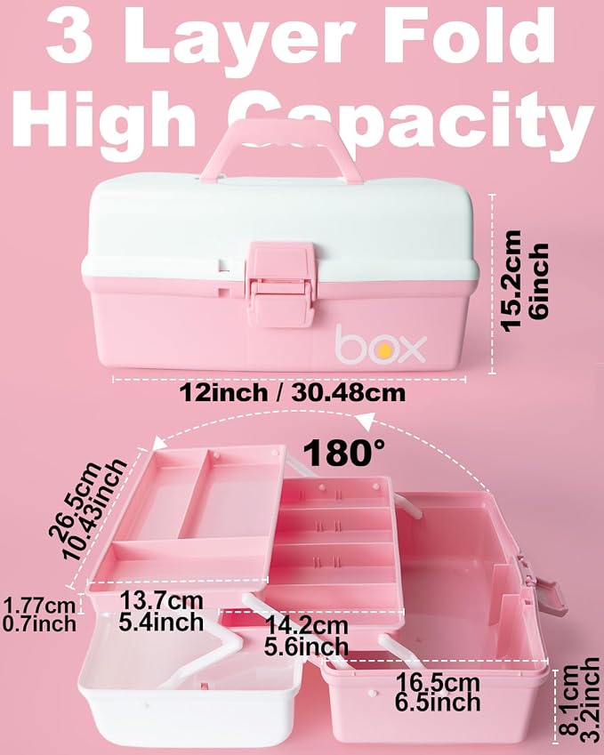 TERGOO 12in 3-Layer Plastic Craft Organizers and Storage, Portable Folding - Image 2