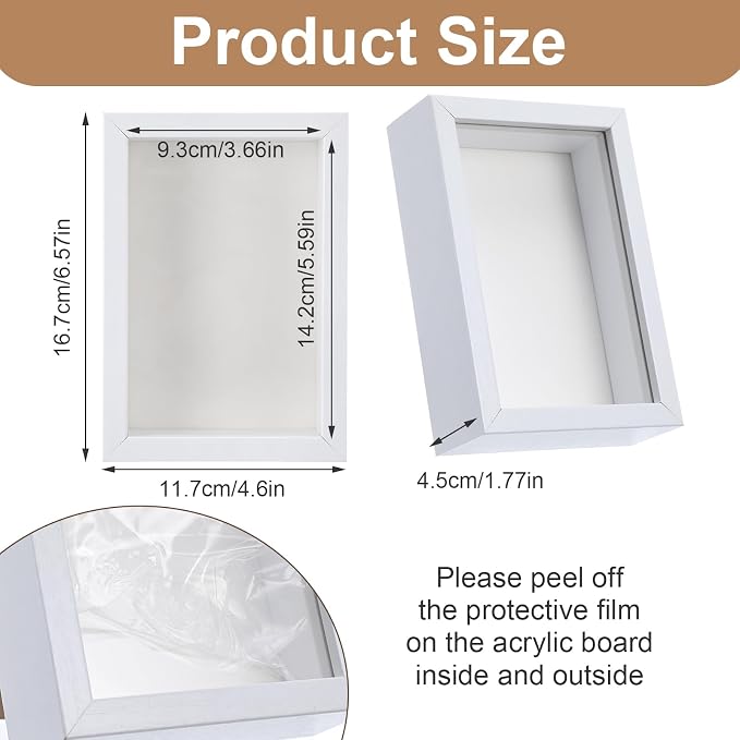 6 Pack 4 x 6 Inches Shadow Box Frame, Small Wood Frame Memory Display Cases - Image 2
