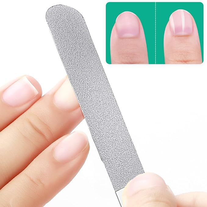 5 PCS Diamond Nail File Double Sided Metal Fingernail Manicure Files for Polish Nail, Removes Nail Ridges 5 Inches