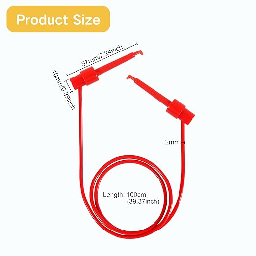 5PCS Test Hook Clips Silicone Test Leads, 20 AWG Multimeter Electrical Test Dual Lead Test Hook Clips for Electronic, Component, Testing Connecting