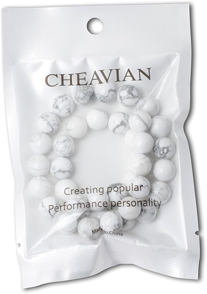 10mm 35PCS Natural White Howlite Gemstone Round Loose Stone Beads - Image 5