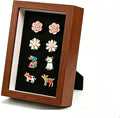Brown Pin Display Case, Enamel Pin Collection Display, Small Shadow Box by ZAYHENYOO