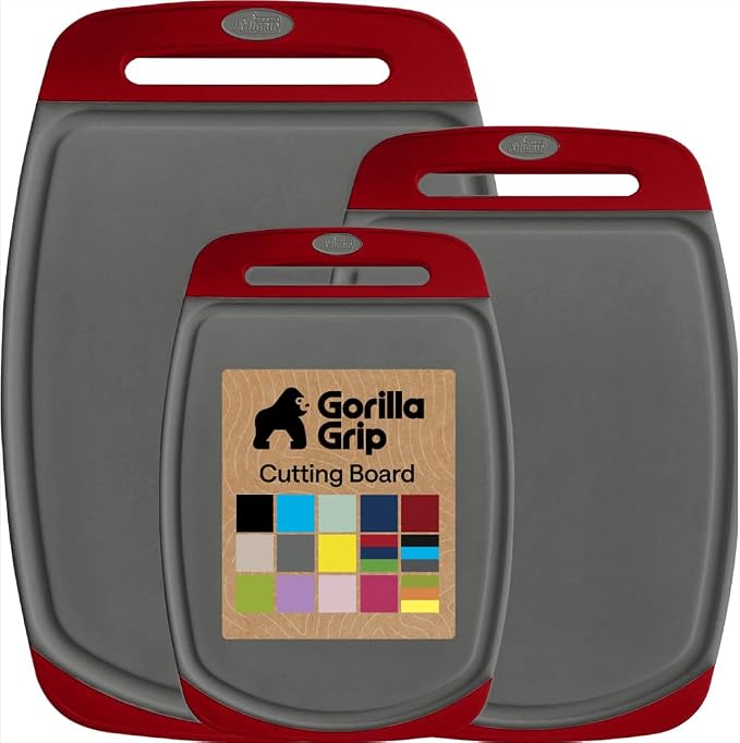 GORILLA GRIP BPA-Free Reversible Kitchen Cutting Board Set of 3, US Designed by Unknown