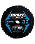CRALY 12 Inch 100 Teeth Aluminum and Non-Ferrous Metal Cutting Circular Saw Blade, 1 Inch Arbor, Carbide Tipped, Thin Kerf, Black Ice™ Coating, for Medium Aluminum, Plastic, Composite(C12100AL)
