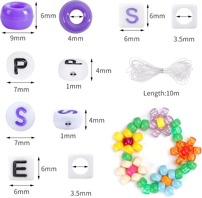 QUEFE Bracelet Making Kit 6 Boxes 120 Colors Pony Beads Kandi Beads Kit 4700pcs - Image 2