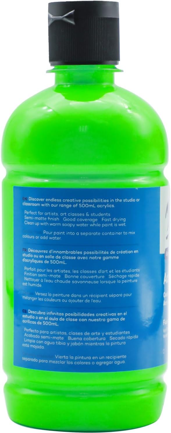 Mont Marte Signature Fluoro Green Acrylic Paint, Semi-Matte Finish, 12 Colors - Image 5