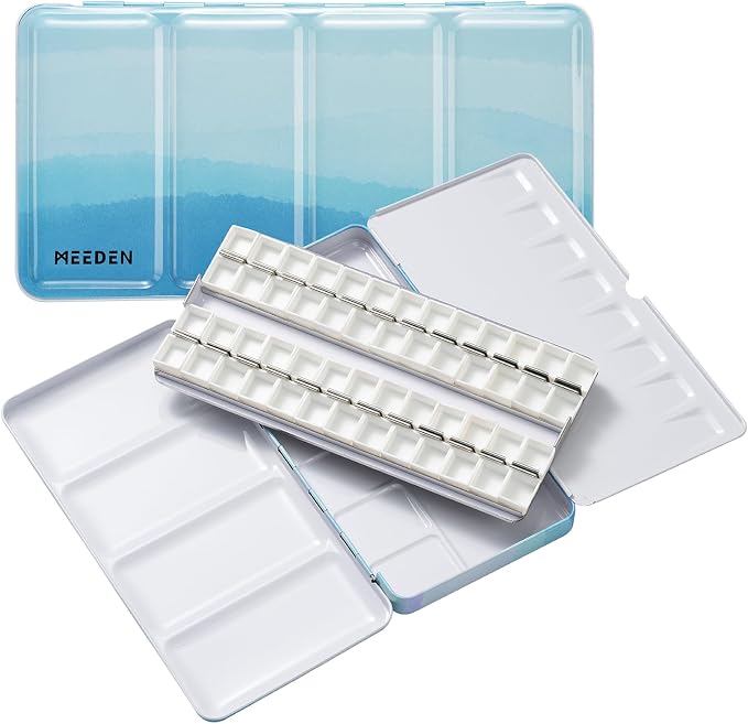 MEEDEN Empty Watercolor Tin Palette: Portable Watercolor Palette Paint Case by MEEDEN