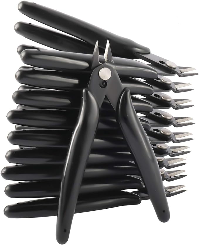 YaeCCC 10 Pack Wire Cutters Black Diagonal Cutting Pliers for Electronic, Model, Jewelry Making, 170 Flush Cutter 5 inch