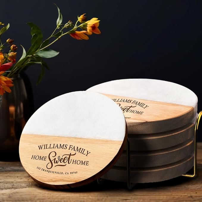 Personalized Coasters House Warming Gifts New Home, Custom Drink Coasters - Image 6