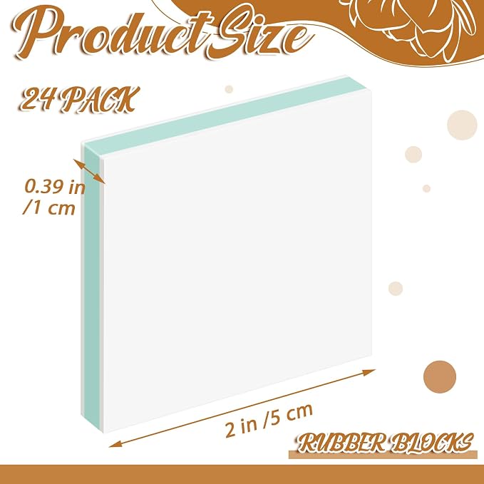 Frienda 24 Pcs 2" X 2" Rubber Carving Blocks Linoleum Blocks - Image 2