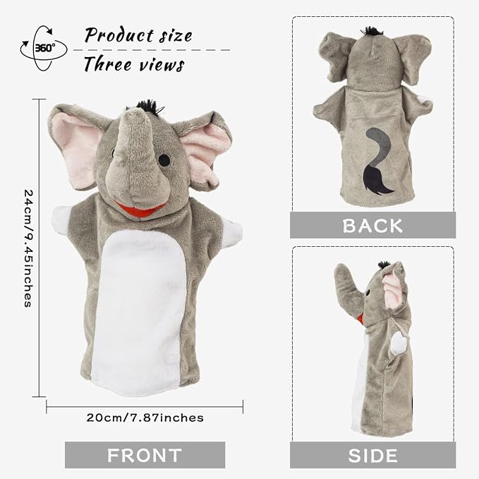 Yolococa Plush Animal Hand Puppet Set, and Elephant Puppets - Image 6