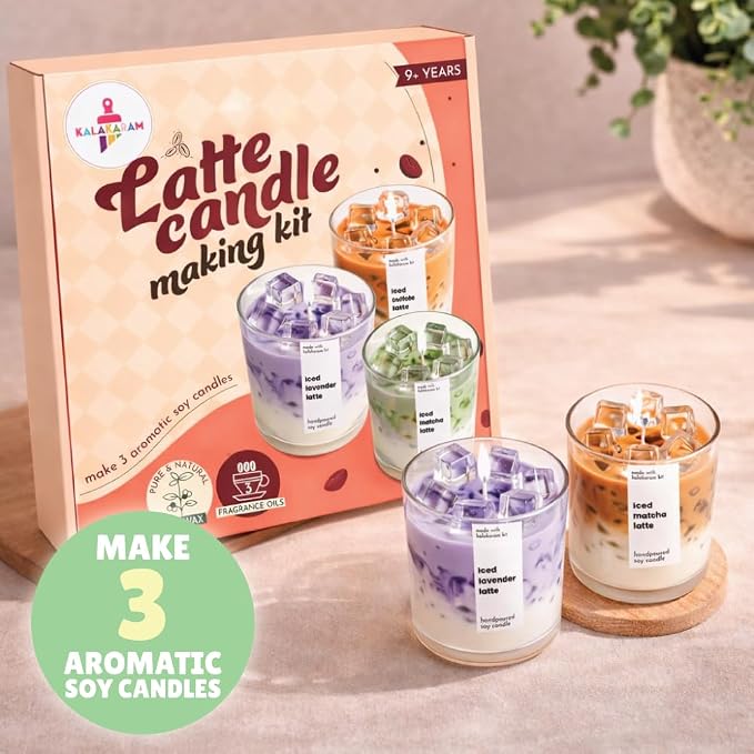 Kalakaram Latte Candle Making Kit | Make 3 Aromatic Candles - Image 3